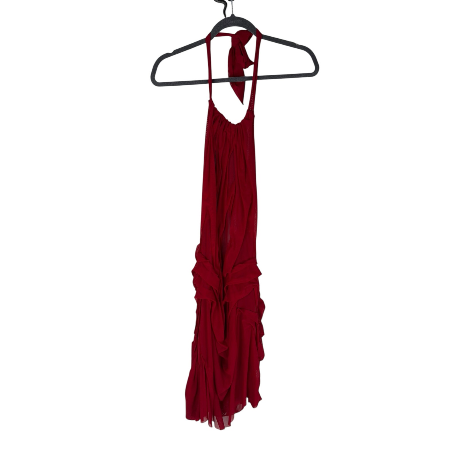 Di Petsa Wetlook Mini Dress Halter Mesh Ruched Party Statement Couture Nye Xs — image 4 of 8